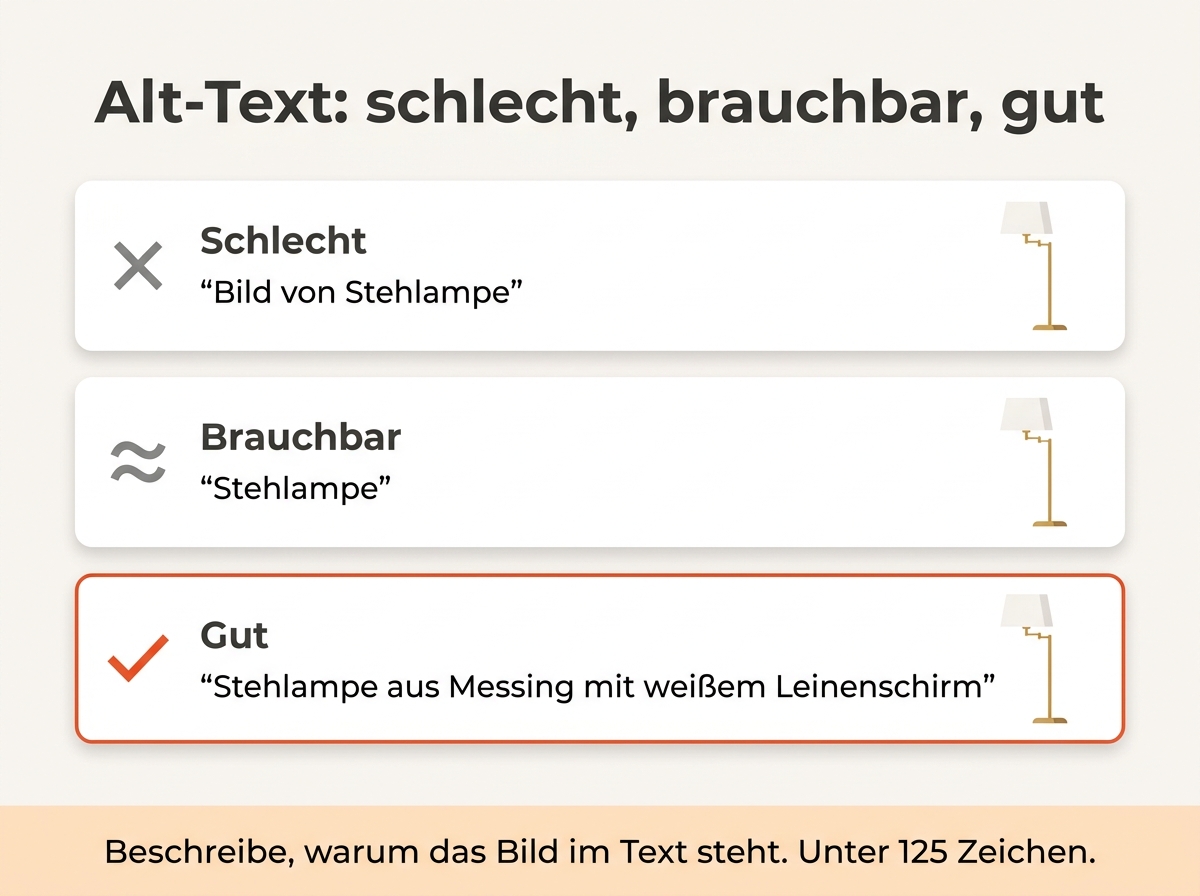 Beispiele für guten und schlechten Alt-Text im direkten Vergleich