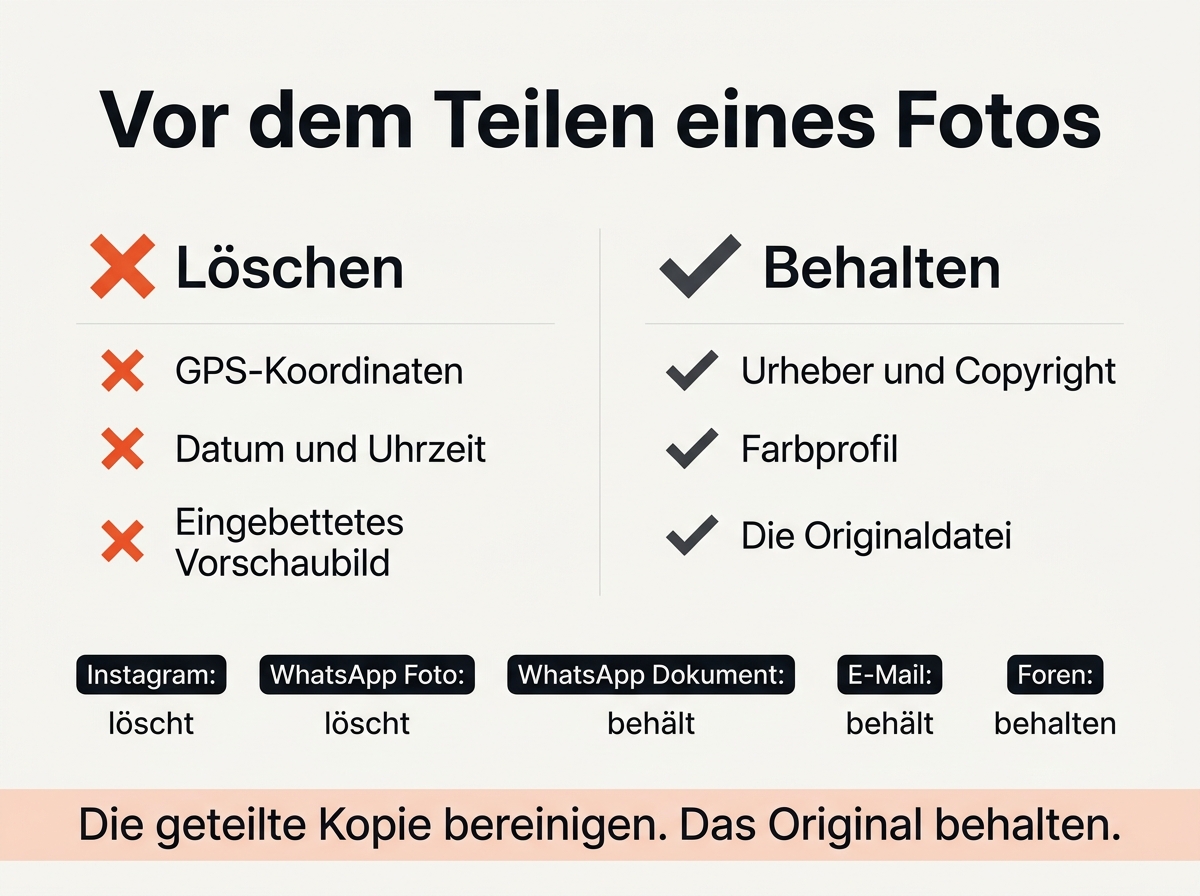 Checkliste zum Löschen von Metadaten vor dem Weitergeben