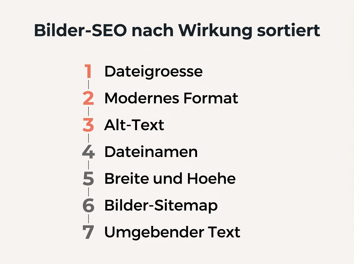 Checkliste der Bilder-SEO-Maßnahmen nach Wirkung sortiert