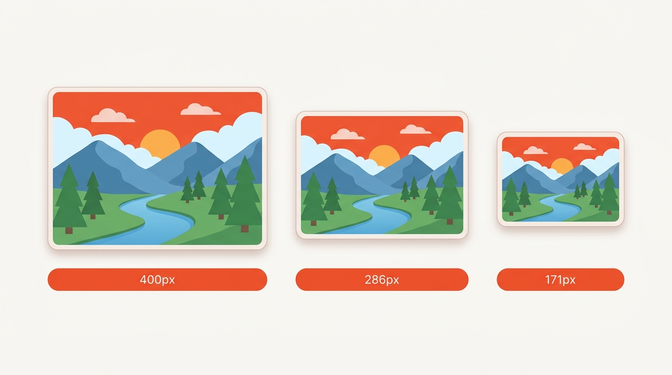The same photo at 4000, 1920 and 1200 pixels wide with its file sizes