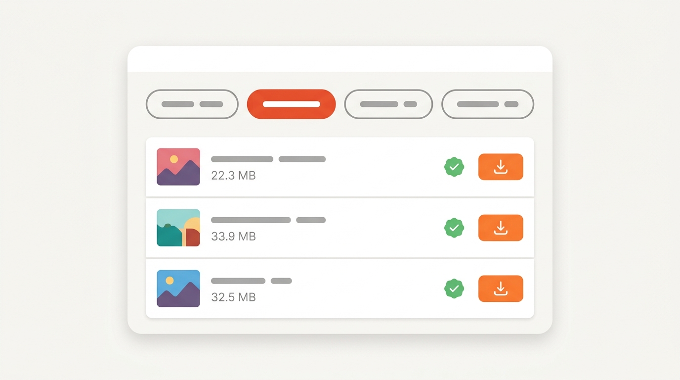 The compress to size tool showing a batch of photos reduced to under 200KB